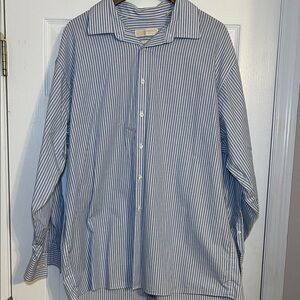 MICHAEL Michael Kors Men's Blue Striped Button-Down Dress Shirt